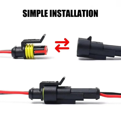 1-10Sets Automotive 2 Pin Way Wire Waterproof Electrical Connectors Suitable for Trucks Ship Jet Ski Scooter Car and Ship