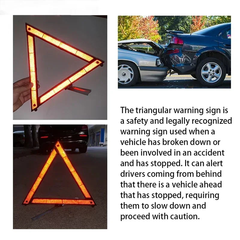 Car Tripod Folded Stop Sign Reflector Emergency Breakdown Warning Triangle Red Reflective Sticker Safety Hazard Tripod Amagi