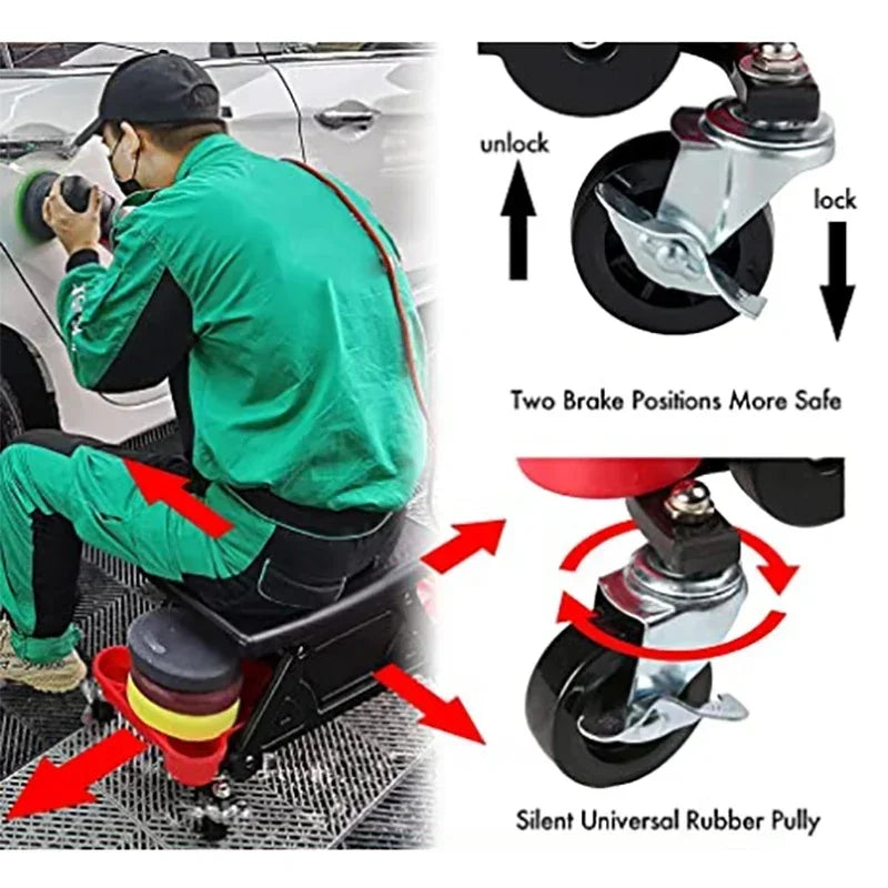 Car Multi-Function Chair Mechanic For Wax Polishing Projects Car Creeper Stool Chair Mobile Creeper Seat Car Wash Supplies Amagi