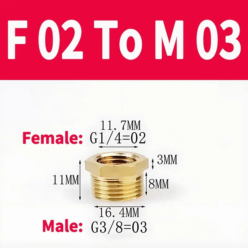 Brass BSP Reducing Hexagon Bushing Adapter Fitting,Male to Female Connector for Fuel,Water,Gas,Oil,1/8" 1/4" 3/8" 1/2" 3/4" 1"