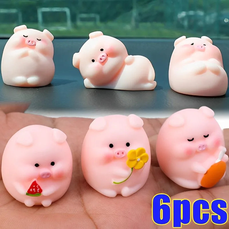 Car Mini Pig Ornaments Auto Center Console DIY Decoration Pendant Cartoon Resin Piglet Home Figurines Miniatures Desktop Decor