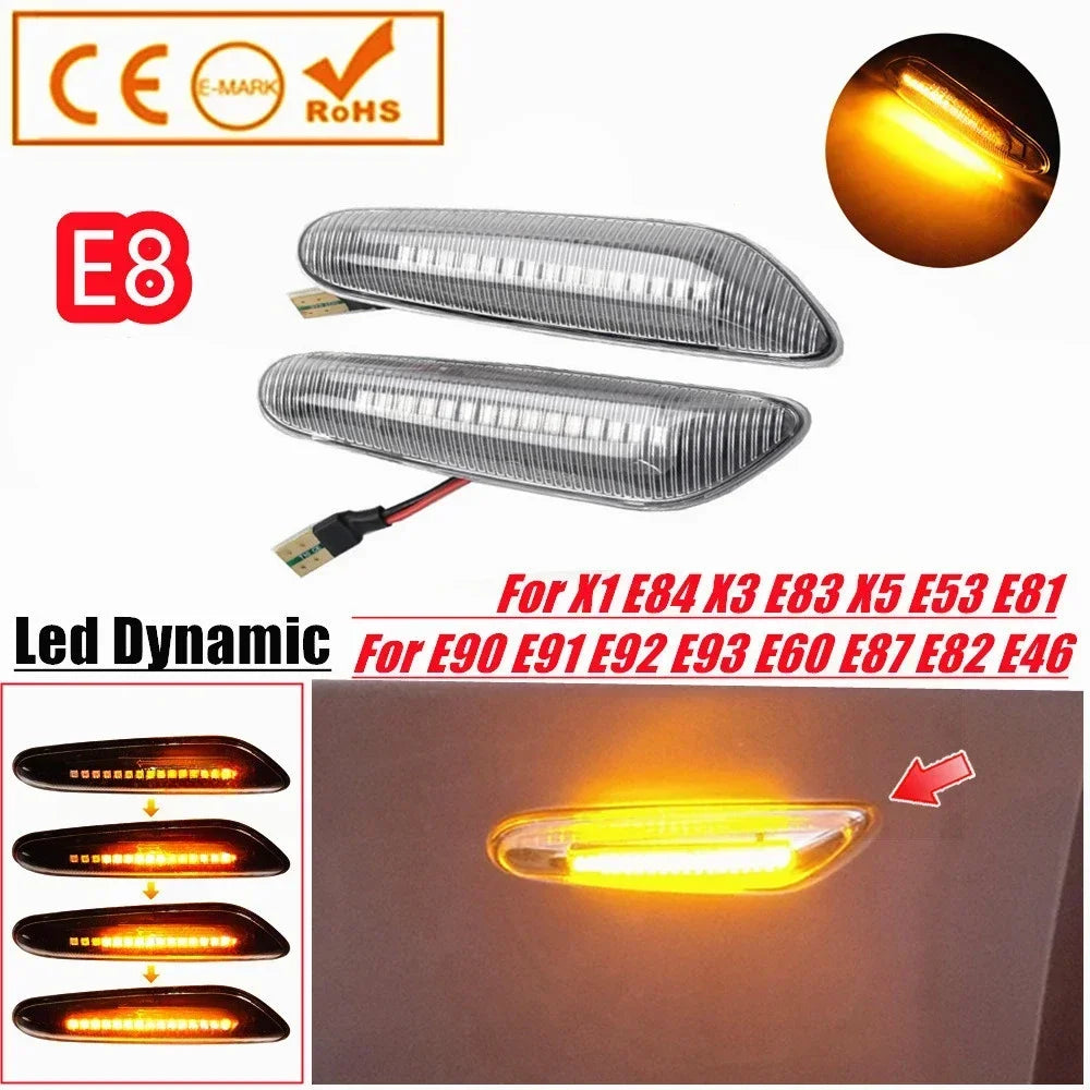 1 Pair Car Dynamic Turn Signal Light LED Side Marker Lamp For BMW E46 E90 E87 X3 E83 X1 E84 X5 E53 E91 E92 E60 E61 E81 E82 E88