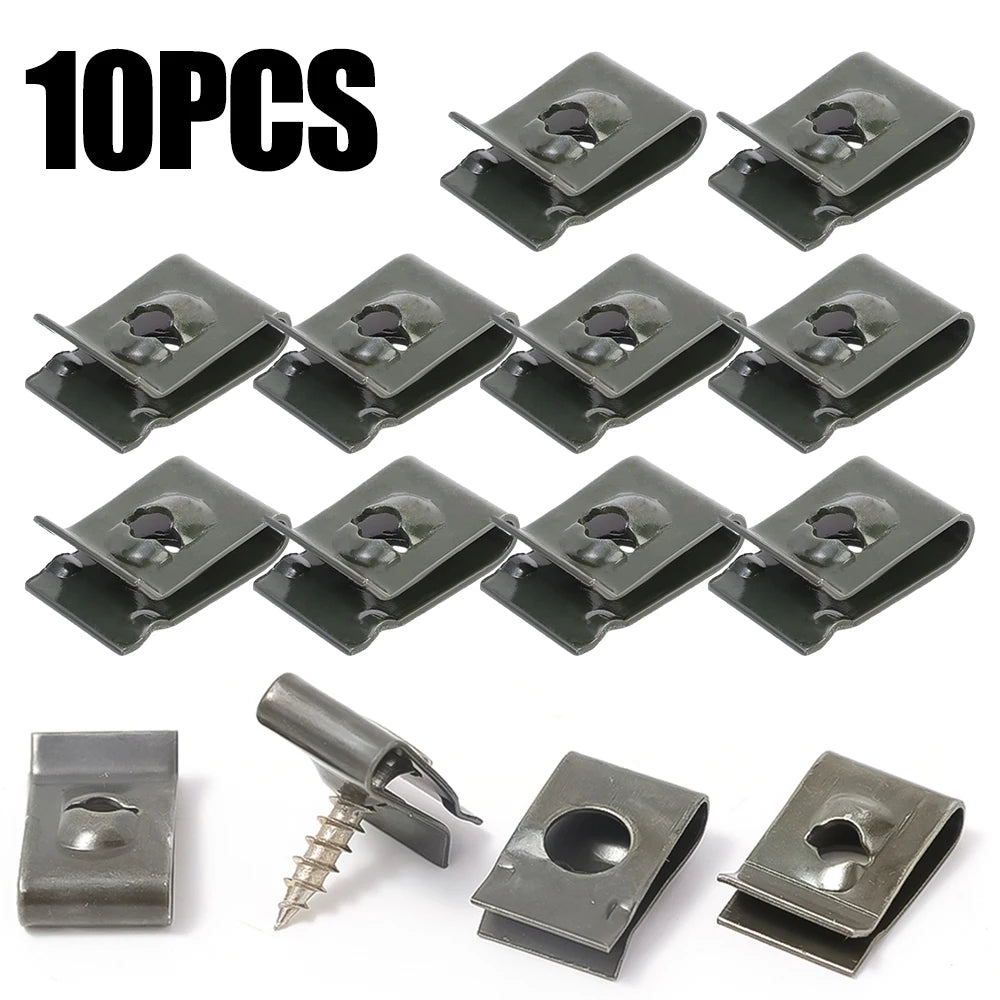 Car Metal Screw Fastener Clips U-Type Clip Anti-rust Iron Sheet Car Motorcycles Screw Buckle Bumper Protection Fastener Clips