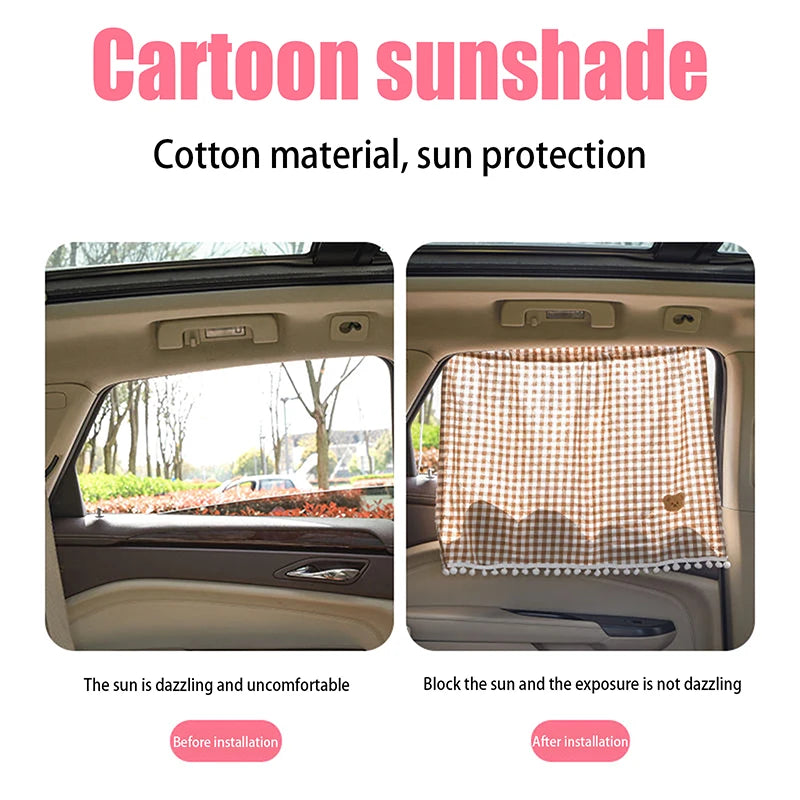 Suction Cup Curtain In The Car Window Sunshade Cover Cartoon Universal Side Window Sunshade UV Protection For Kid Baby Children