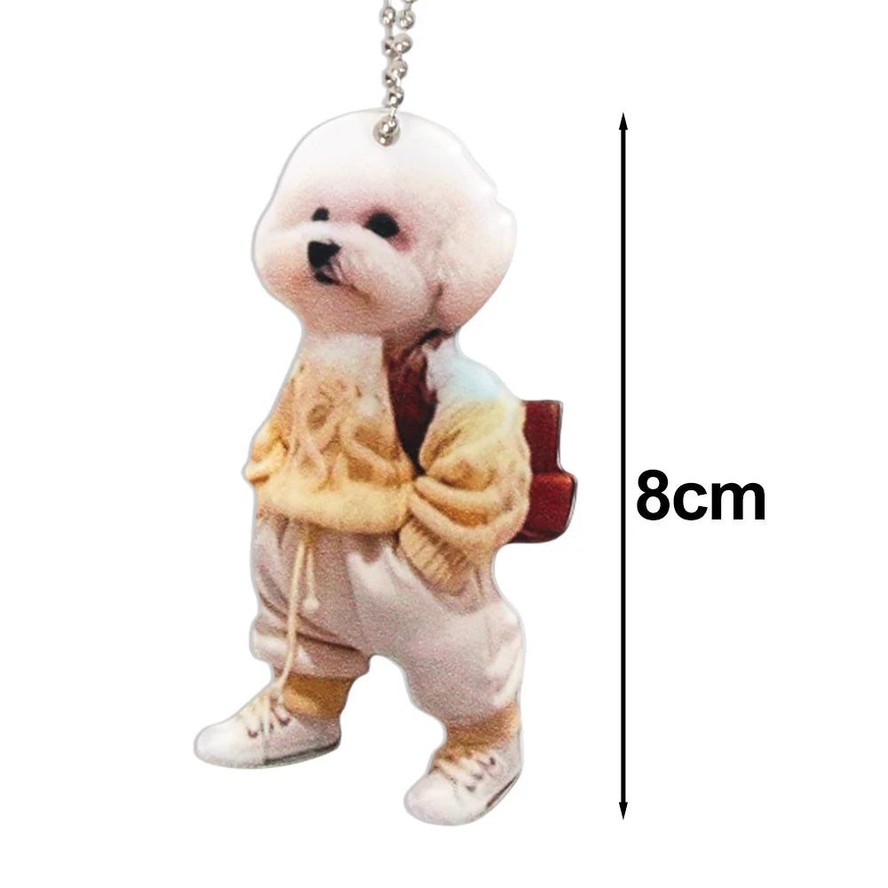 Creative Puppy Man Acrylic Creative Puppy Backpack Car Pendant Realistic Auto Rearview Mirror Ornament Car Interior Decoration