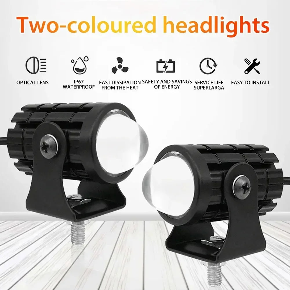Motorcycle Mini Driving Light Dual Colo for Headlight Auxiliary Spotlight Lamp R ATV Scooter Moto Fog Light Accessorie 12V Amagi
