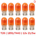 10Pcs T20 W21/5W Signal Light Halogen Bulb 7440 7443 Clear Orange Daytime Turn Stop Brake Tail Bulb DRL Bulbs