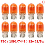 10Pcs T20 W21/5W Signal Light Halogen Bulb 7440 7443 Clear Orange Daytime Turn Stop Brake Tail Bulb DRL Bulbs