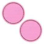 2pcs Cute Bling Car Cup Holder Coaster Mat with Rhinestone for Women Girl Universal Anti Slip Automotive Interior Amagi