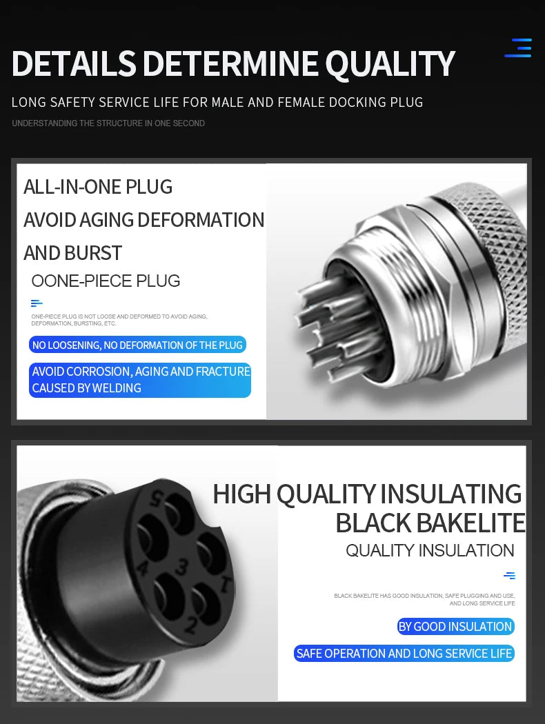 1PCS GX16 Auto Waterproof Connectors 2-10 Pins with Power Cable Line Socket Plug—Suitable for Industrial Machinery and Equipment
