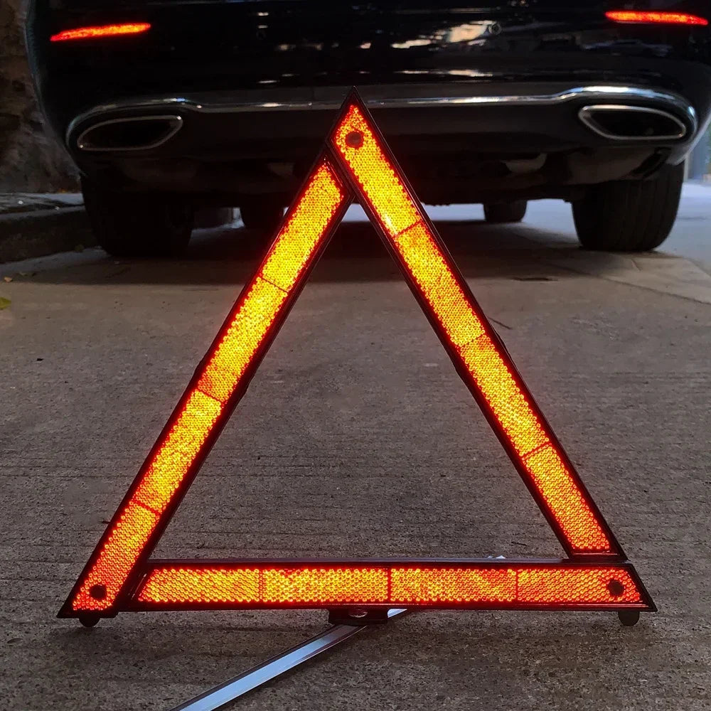 Car Tripod Folded Stop Sign Reflector Emergency Breakdown Warning Triangle Red Reflective Sticker Safety Hazard Tripod Amagi