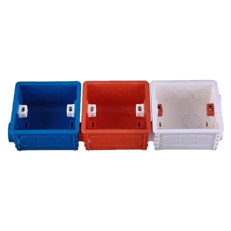 5PCS Type 86 Electrical Wall Mounting Boxes, Recessed Back Boxes with Wire Slots for Switch and Socket Installation, White Blue