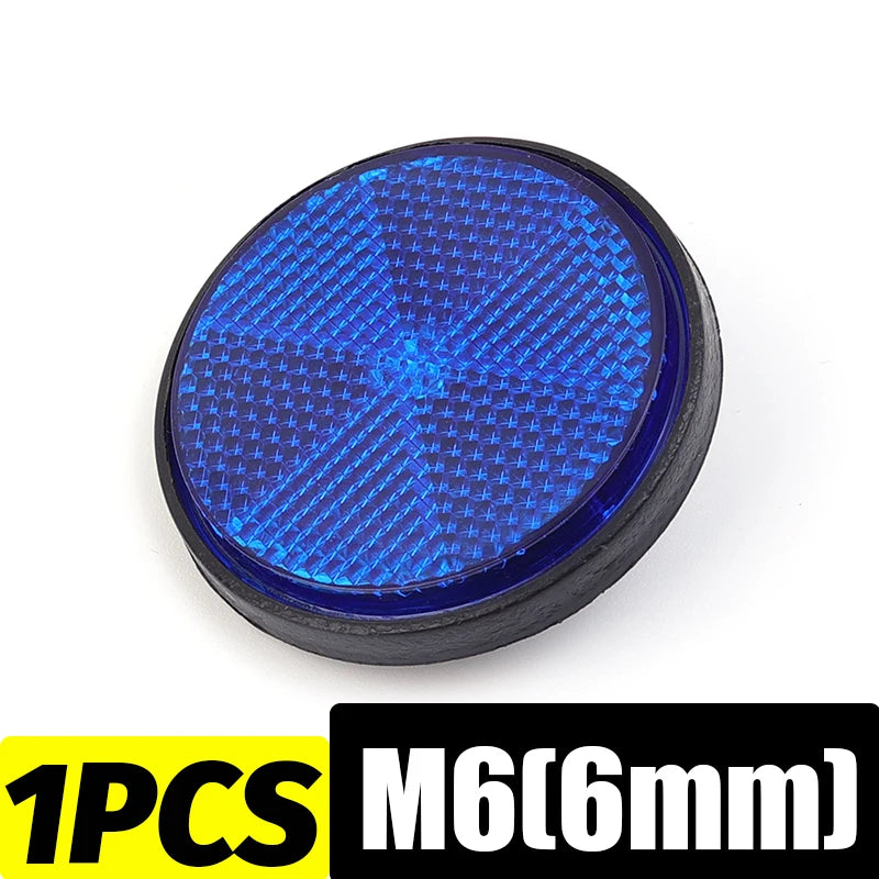 Round Motorcycle Reflector M6 Mounting Screw Night Warning Board for Dirt Bike Electric Scooter Bicycle Rear Tail Safety Lamp