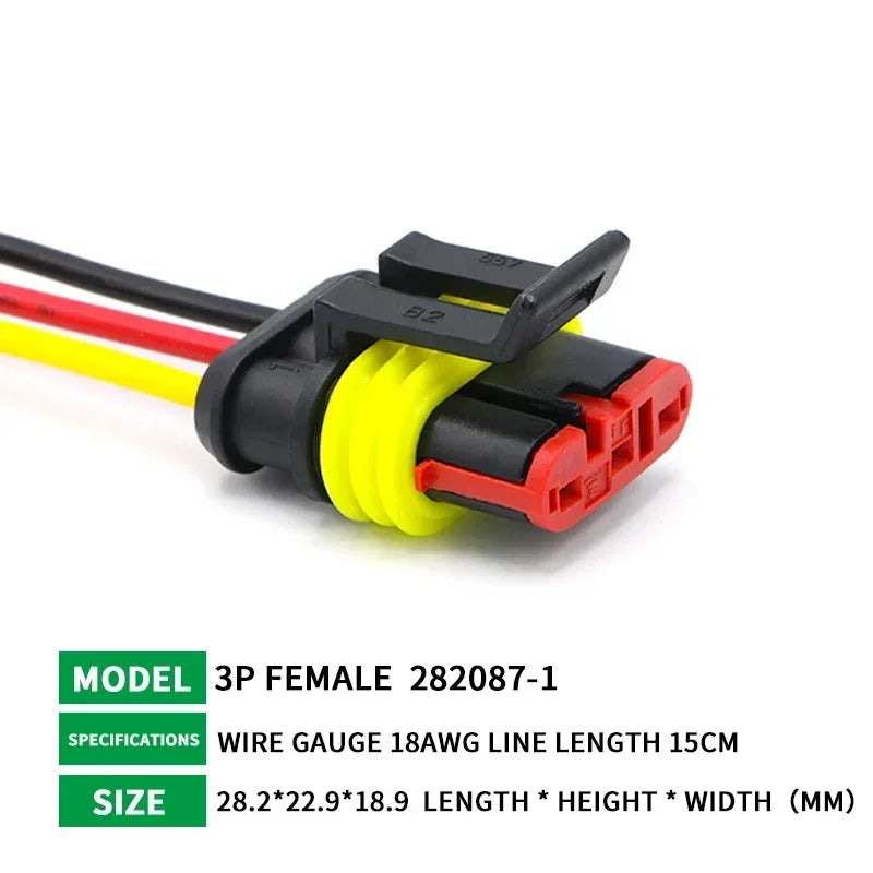 5/20/100 Sets HID 1/2/3/4/5/6 Pin Waterproof Auto Connector Kit with 15CM 18AWG Wire for Car/Truck Harness Wiring