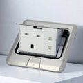Floor Electrical Outlet Pop Up Kitchen Countertop Waterproof Sockets Pop Out Receptacle Stainless Steel Box Golden Cover 15A