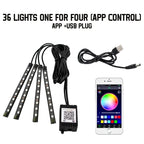 Car RGB LED Strip Light Automotive Interior Foot 36/48 LED APP/Remote/Voice Control Atmosphere Decorative Lamp Ambient Amagi