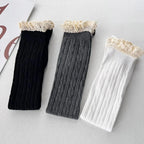 Sweet Lace Thigh High Socks Japanese Style Knitted Long Socks JK Lolita Black White Stockings Women Girls Amagi