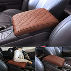 Car Soft Armrest Mat Wave Embroider PU Leather Center Console Arm Rest Protection Cushion Auto Armrests Storage Box Cover Pad