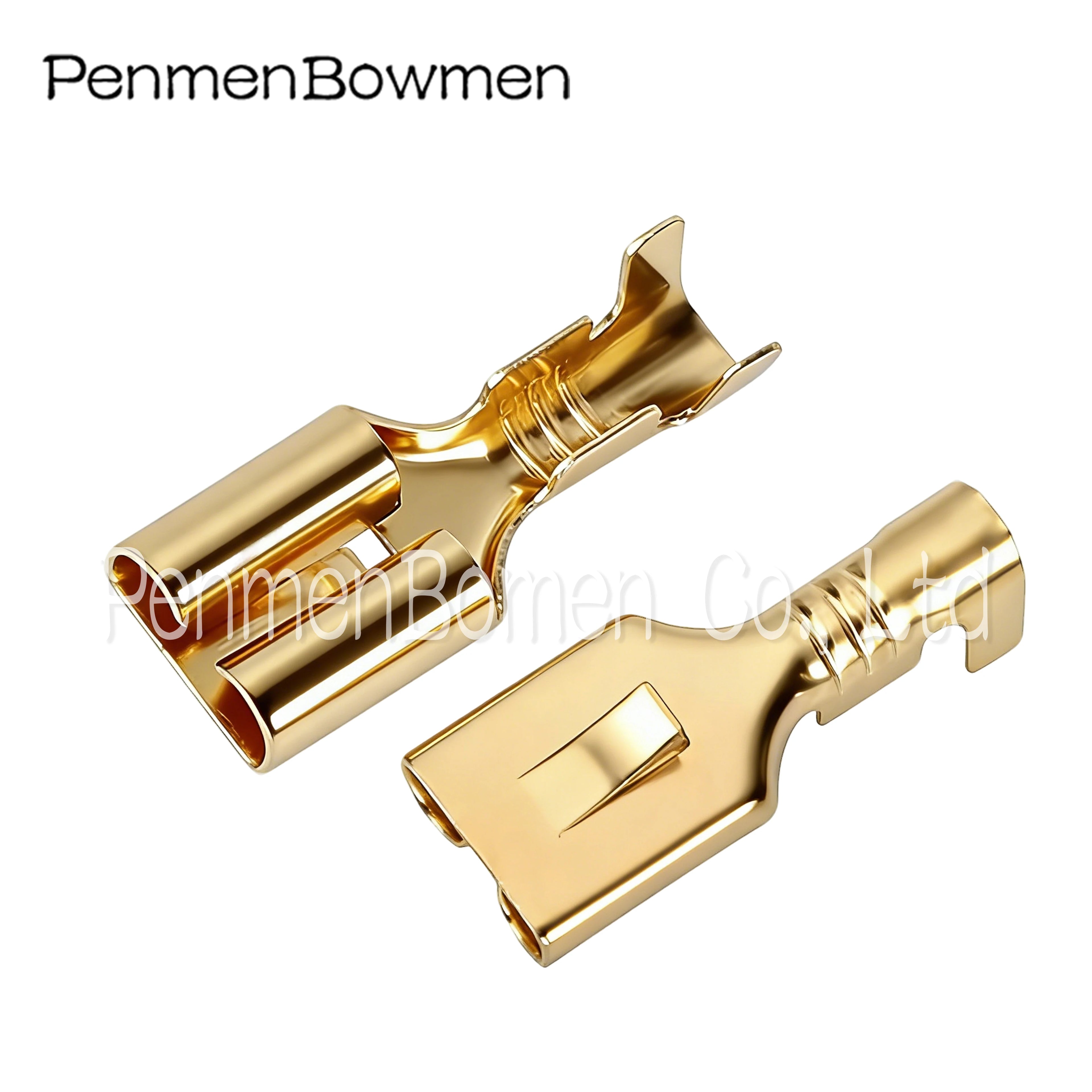50 Pcs Brass Gilded 6.3MM Female Flat Plate Barbed Car Relay Spade Crimp Terminal Brass Wire Connector