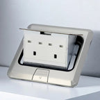 Floor Electrical Outlet Pop Up Kitchen Countertop Waterproof Sockets Pop Out Receptacle Stainless Steel Box Golden Cover 15A