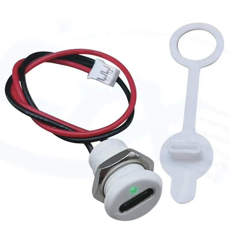 1-5pcs 2-Pin Type-C Connector with Female Socket Fast Charging Jack Waterproof USB Charging Port USB-C Charger Plug and Socket