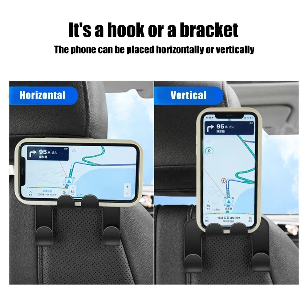Car Seat Headrest Hook 4 Pack Hanger Storage Organizer Universal for Handbag Purse Coat Fit Universal Vehicle Car Black Amagi