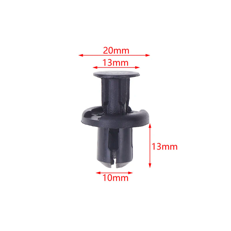 50/100Pcs 10mm Diameter 10mm Black Plastic Auto Fasteners Rivets Clips Vehicle Car Bumper Door Panel Liner Clips Retainer