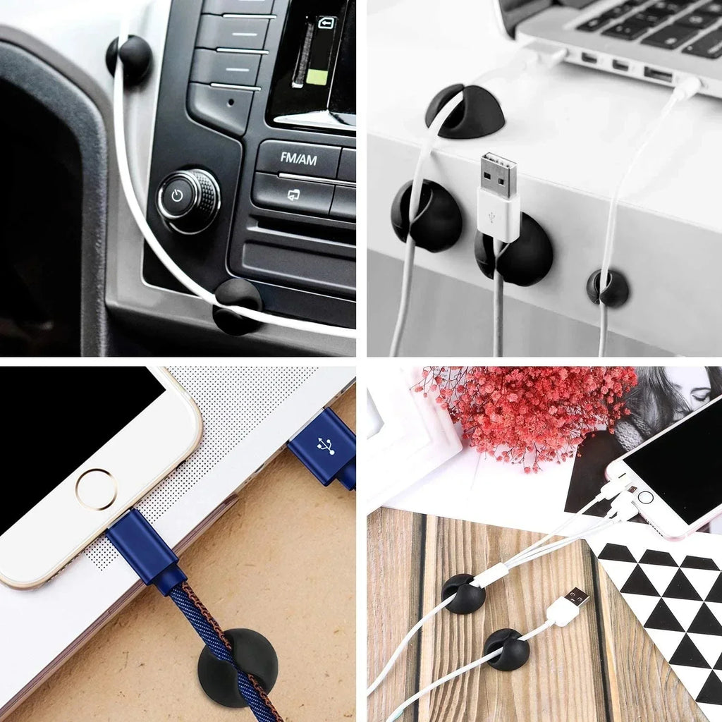 Car Wire Tie Clip Adhesive Fixer Organizer Black White Clamp Cable Line Holder Phone Computer USB Line Fastener Auto Accessories