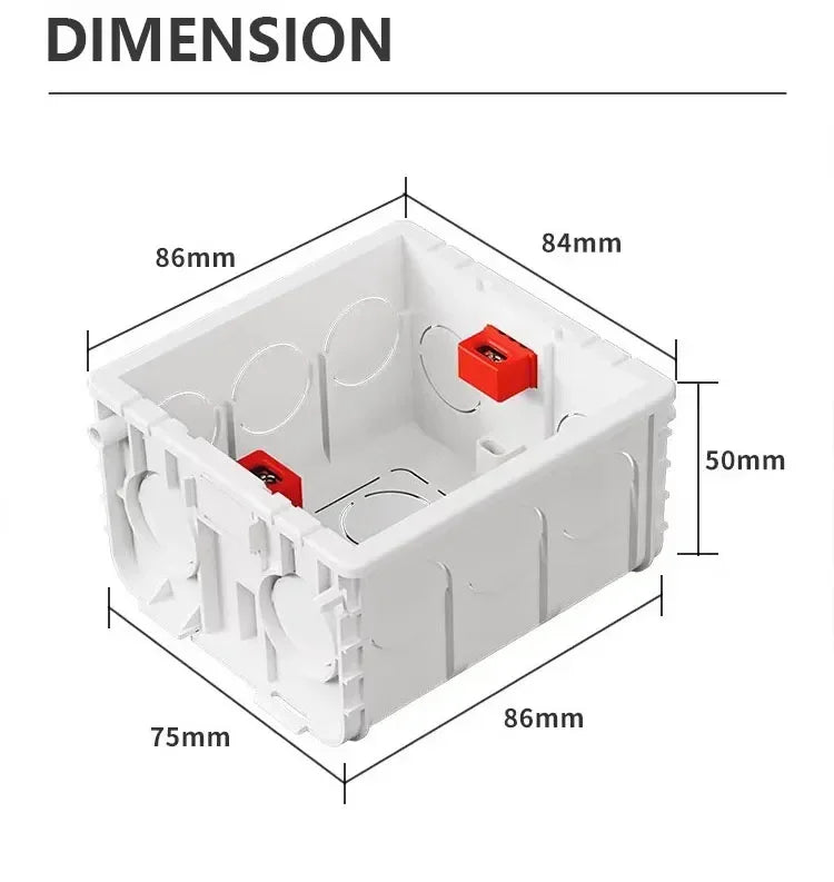 Type 86 Recessed Electrical Wall Back Box – Switch & Socket Mounting Box with Wire Slots, White/Blue, 5pcs