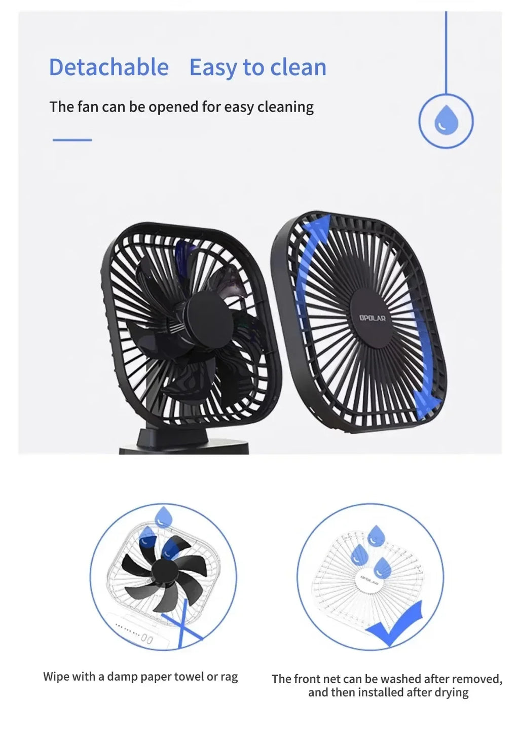 AD-Desktop Mini Rechargeable USB Fan With Timer Foldable 3 Speed 7 Leaf Portable Quiet Fan For Office Outdoor Camping Amagi