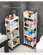 Versatile 2-5Tier Rolling Storage Cart with Wheels Perfect Bathroom Kitchen Office Ideal Groceries Snacks Toys Books Toiletries