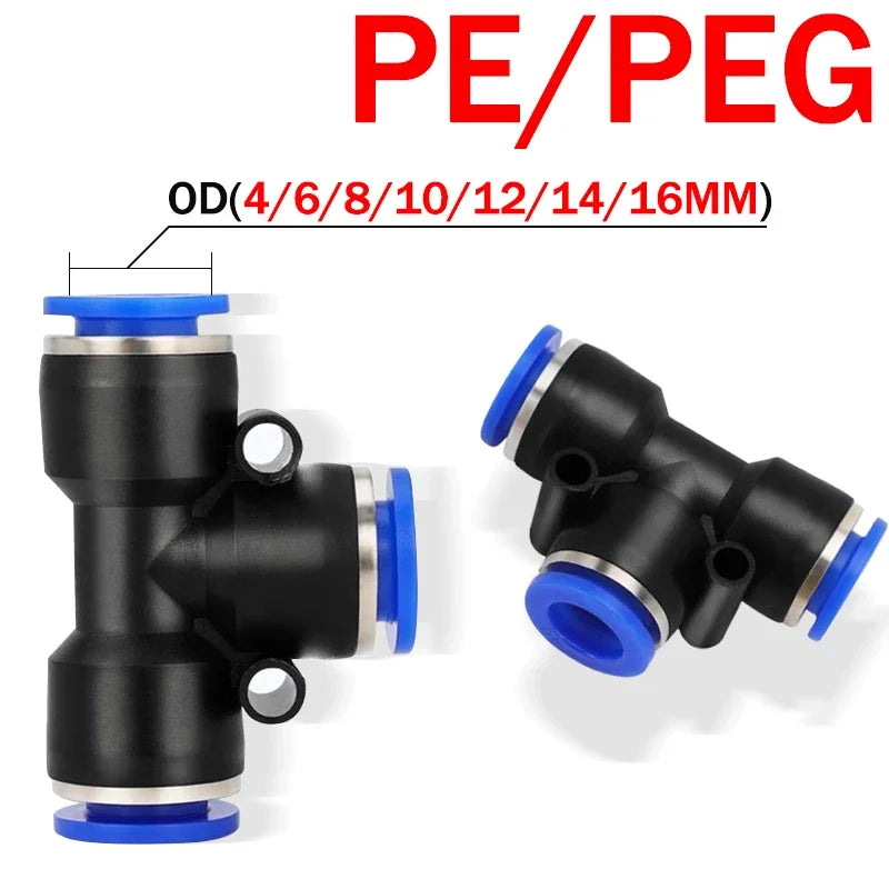 10PCS PE/PEG Plastic Quick Connector - 4-12mm Push In Fitting for Air Hose & Tube, Industrial & Home Pneumatic Systems