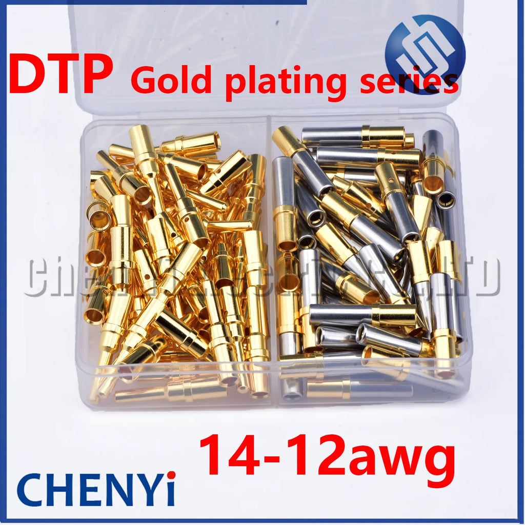 50 Pcs Female male Stainless Steel Gold Plate Terminal Pin 14–12 AWG Wire Size 0460-220-123 0462-210-1231 For Deutsch DTP
