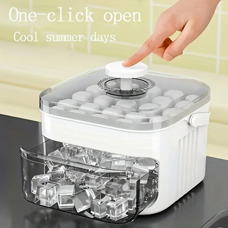 Ice Maker with Easy Press Cap with Easy-press Lid Double-layer Ice Cube Machine Reusable Large Capacity Ice Cube Mold Amagi