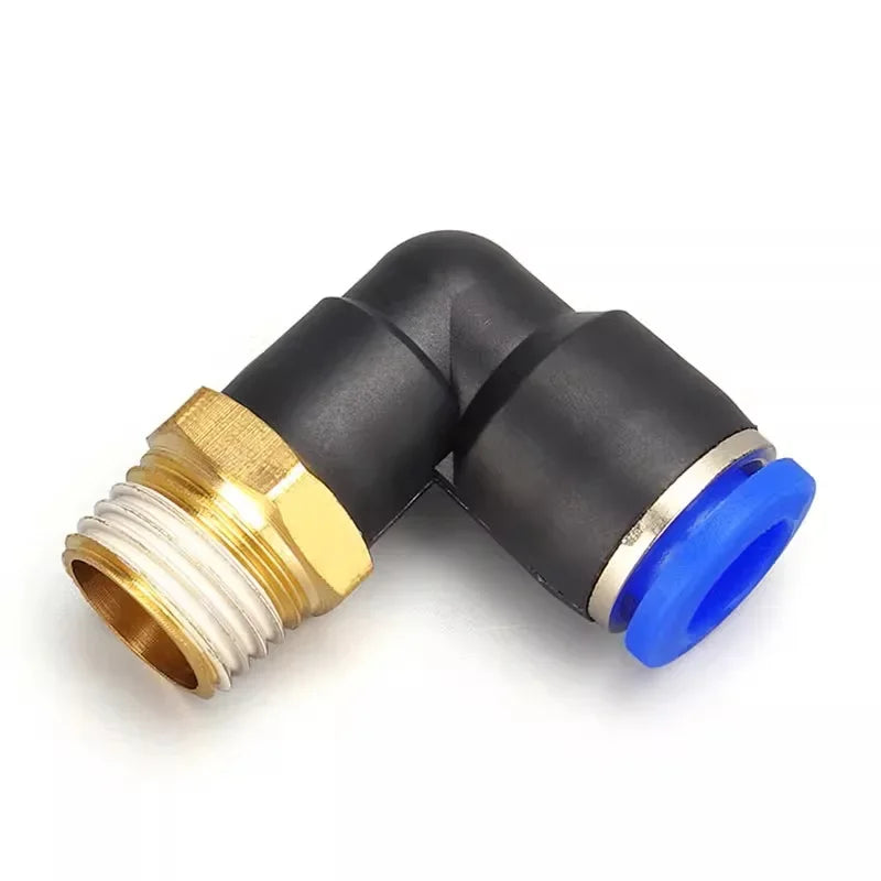 PL Push to Connect Tube Fitting Male Elbow PL4/6/8/10/12mm Tube OD x M5/01/02/03/04 Thread Pneumatic Air Push Fit Lock Fitting