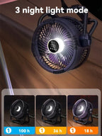 Camping Ceiling Fan 20000mAh Rechargeable USB with Power Bank LED Light Hook Air Circulators Wireless Ceiling Motorcycle Amagi