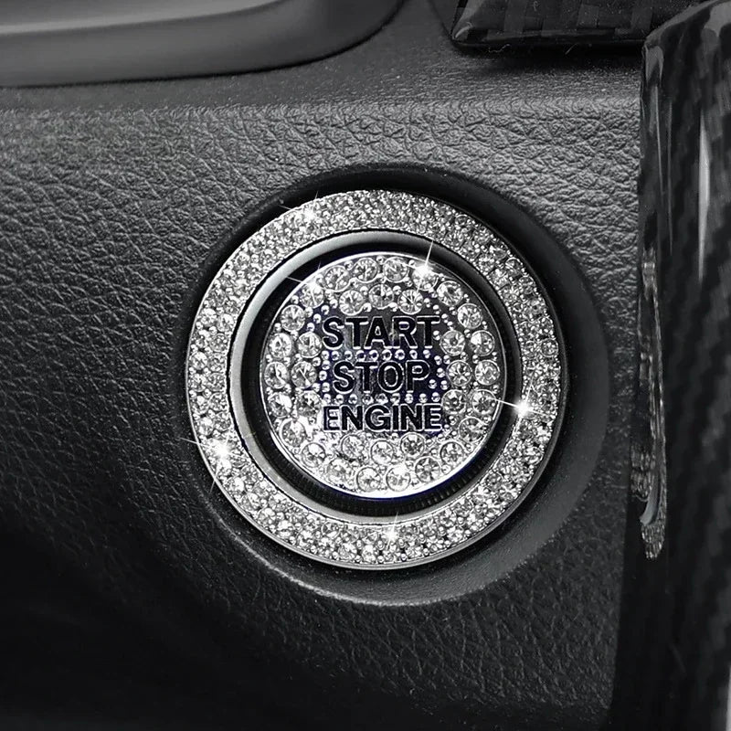 Car Bling One-Click Start Stop Engine Ignition Ring Sticker Crystal Rhinestone Circle Decor Accessories amagi