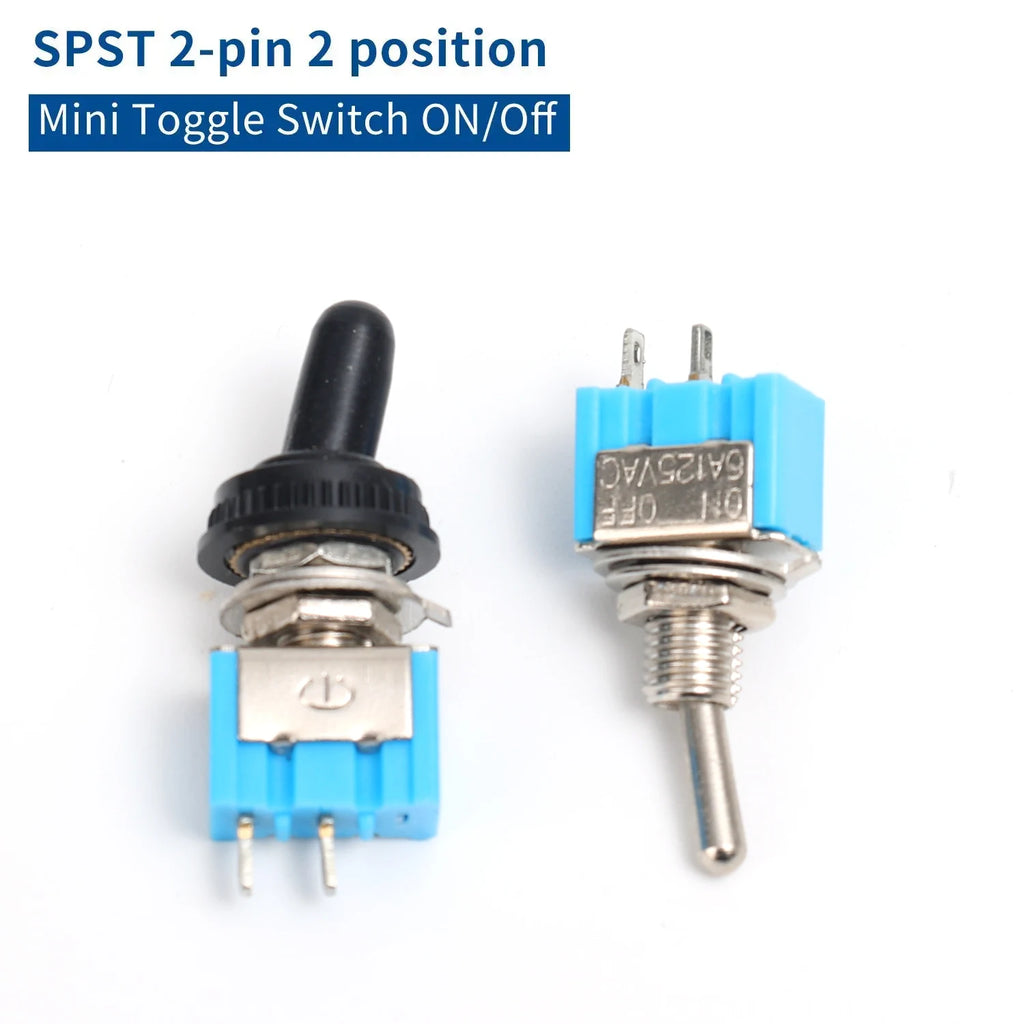 Mini Toggle Switch Waterproof Cap 2Pin 2 Position SPST ON OFF Latching Controller for Car Boat Marine Motorcycle Truck Dashboard
