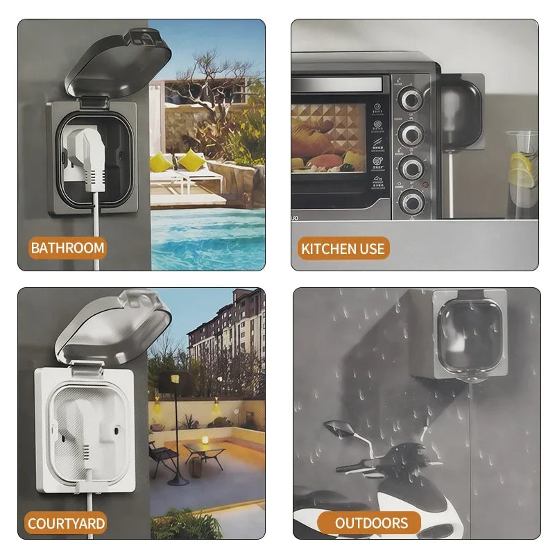 IP65 Waterproof Outdoor Socket- 16A High Power Wall Plate, 250V US/Thai Style 10A Receptacle, Bathroom & Weatherproof Electrical