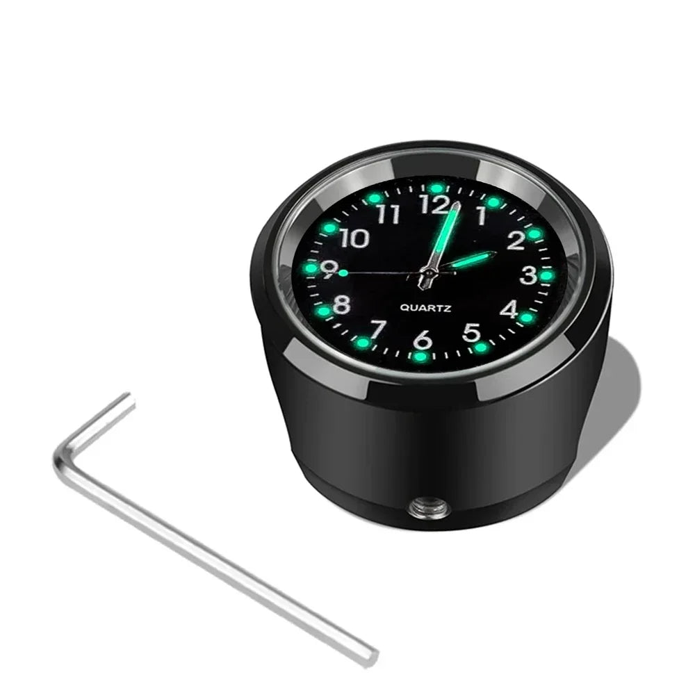 Universal 7/8 "Waterproof Chrome Motorcycle Bike Handlebar Mount Quartz Clock Watch Aluminum Luminous Clock Moto Black Amagi