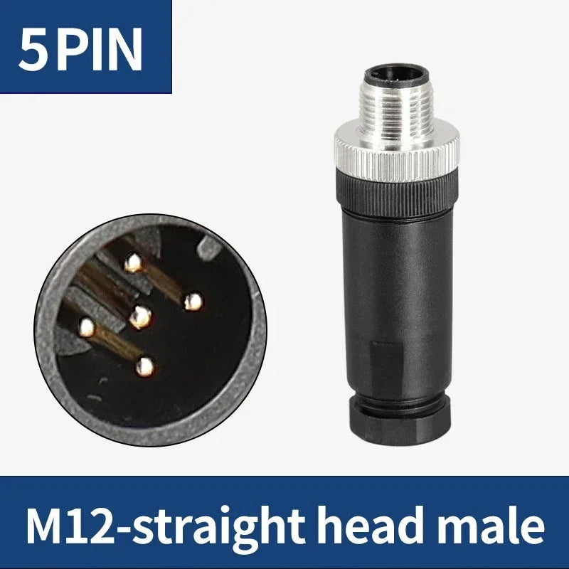 1Pcs M12 12MM Sensor Connector Straight Angle Male Female Waterproof Screw Threaded Plug Coupling 4 5 8 Pin PG7