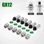 GX12 GX16 GX20 Waterproof Aviation Connector 2 3 4 5 6 7 8 9 10 12 15Pin M/F, 5/10/20 Sets for Industrial Machinery Panel Wiring