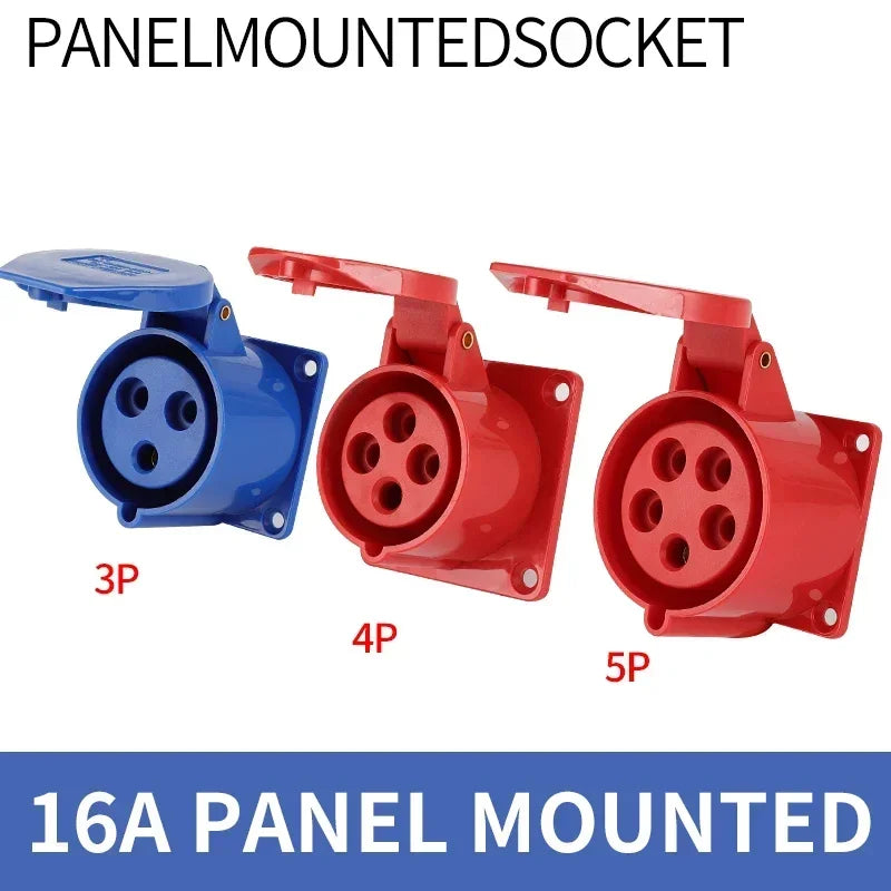 5Pcs Industrial Plug and Socket Waterproof Connector 3PIN 4PIN 5PIN 16A/32A  Waterproof Electrical Connection Wall Mount Socket