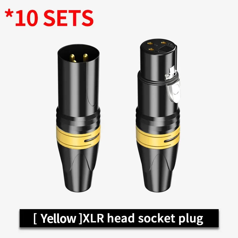 10 Set 3Pin XLR Color Head Pure Copper Pin Male and Female Audio Microphone Connector Canon Welding Plug Socket