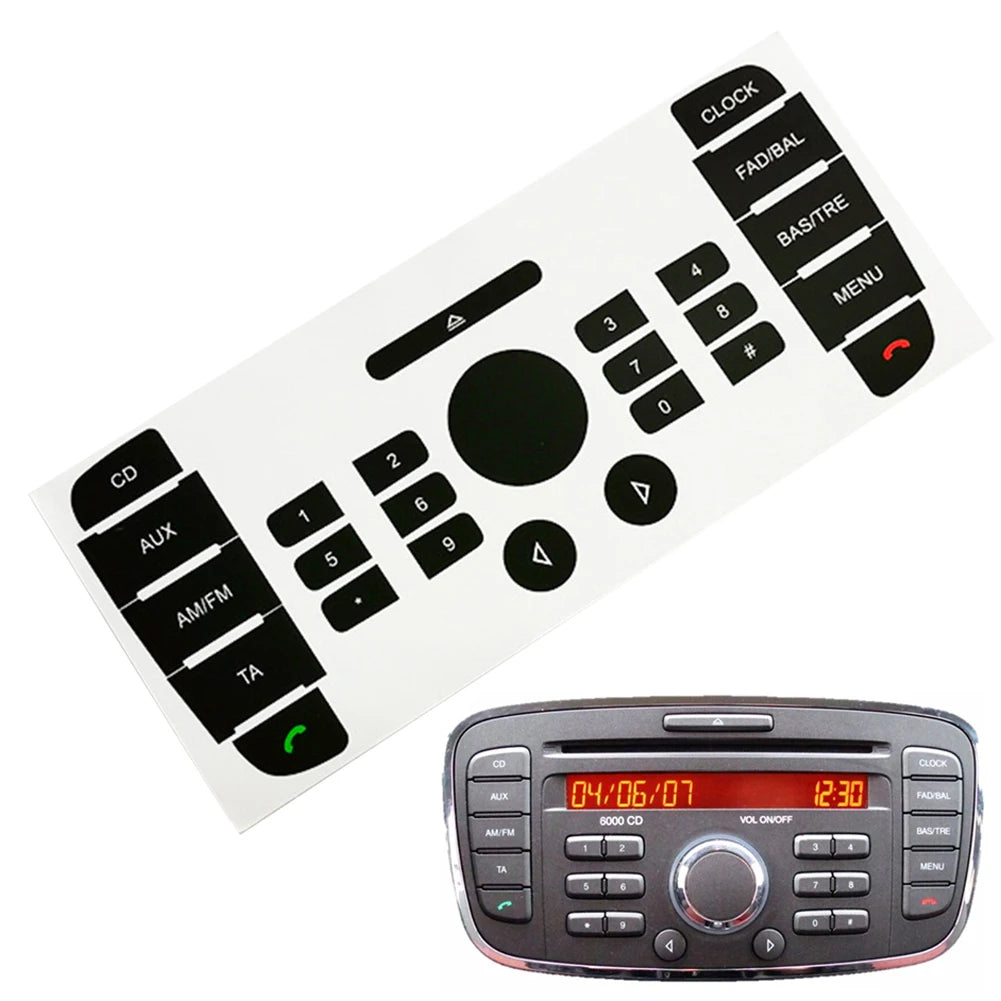 Set Of Auto Car Button Repair Stickers For 6000 CD Radio On For Ford For Mondeo Audio Button Replacement Decals Stickers