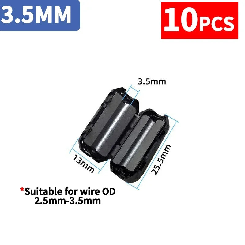 Anti-interference Snap Ferrite Filter For Cable Ferrite Core Choke Clip EMC Inner Diameter 3.5/5/7/9/11/13MM Degaussing Filter