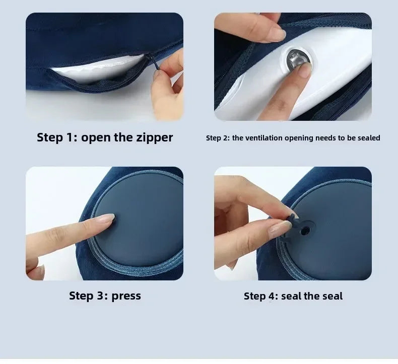 U-shaped Travel Pillow with Hump Design Press-to-inflate Portable Neck for Flight and Business Trips U-shaped for Neck Amagi