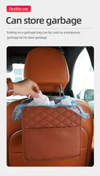 2/1pcs Multifunction Car Seat Hanging PU Leather Storage Bag Organizer Rear Seat Hanging Pouch Tissue Box Trash Dustb Accessorie