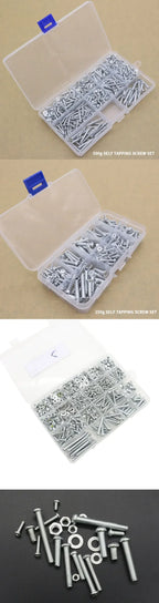 M3-M6 Phillips Pan Head Self-Tapping Screw Assortment Kit with Nuts & Washers - Stainless Steel Fastener Set for DIY/Machinery
