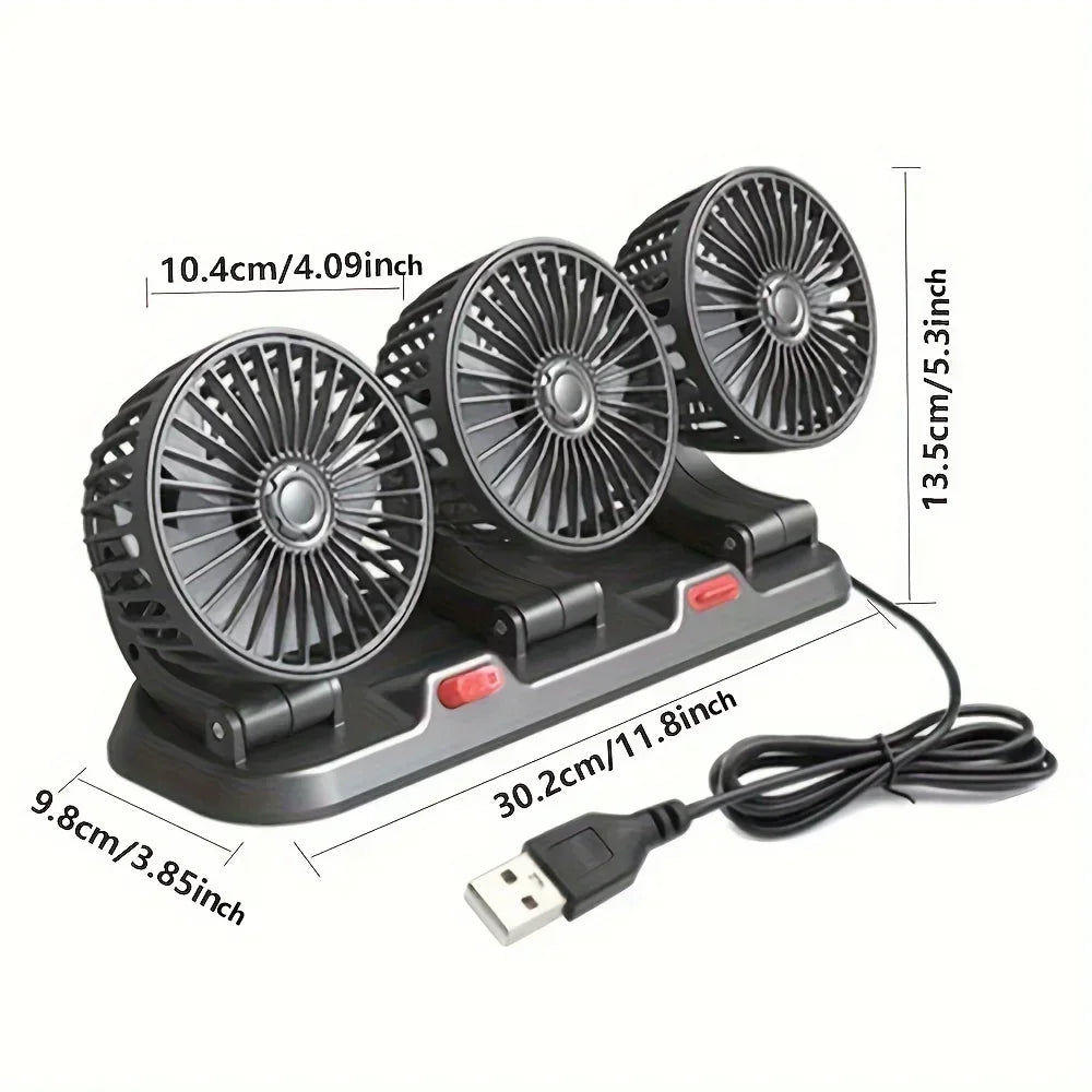 5/12v Automotive Fan Car Fan 24v 360° Adjustable 3/2/1 Head Air Low Noise Multifunctional Temporary Parking Card Auto Vehicles